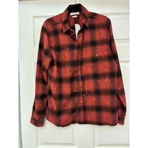 Standard Cloth M‎ Red Black Plaid Flannel Shirt NWT Distressed Anthropologie